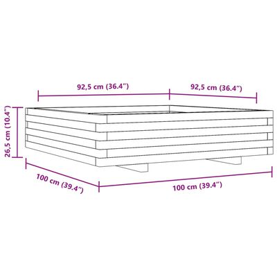 vidaXL Pflanzkübel Wachsbraun 100x100x26,5 cm Massivholz Kiefer