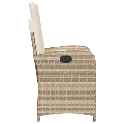 vidaXL Gartensessel mit Kissen 2 Stk. Verstellbar Beige Poly Rattan