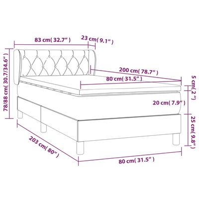 vidaXL Boxspringbett mit Matratze Schwarz 80x200 cm Samt