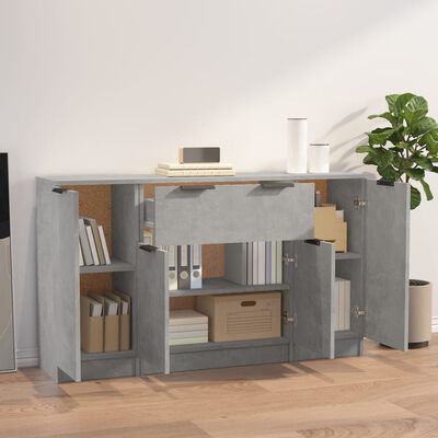 vidaXL Sideboards 3 Stk. Betongrau Holzwerkstoff