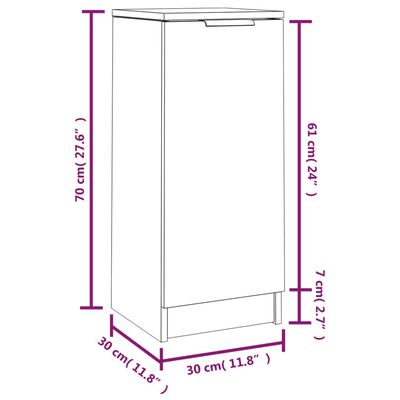 vidaXL Sideboard Räuchereiche 30x30x70 cm Holzwerkstoff