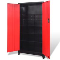 vidaXL Werkzeugschrank mit 2 Türen Stahl 90x40x180 cm Schwarz/Rot