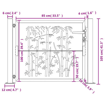 vidaXL Gartentor Anthrazit 105x105 cm Stahl Bambus-Design