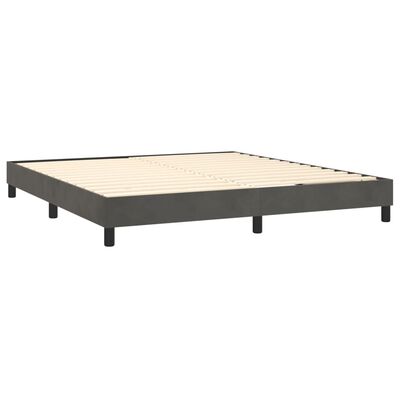 vidaXL Boxspringbett mit Matratze & LED Dunkelgrau 180x200 cm Samt