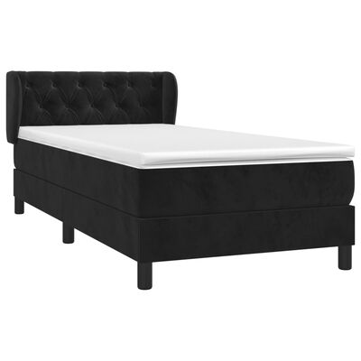 vidaXL Boxspringbett mit Matratze Schwarz 80x200 cm Samt