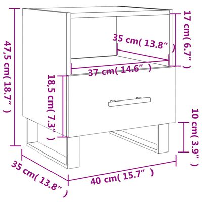 vidaXL Nachttische 2Stk. Braun Eichen-Optik 40x35x47,5cm Holzwerkstoff