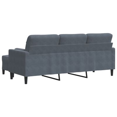 vidaXL 3-Sitzer-Sofa mit Hocker Dunkelgrau 180 cm Samt