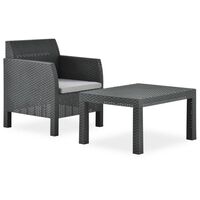 vidaXL 2-tlg. Garten-Lounge-Set mit Auflage PP Rattan Anthrazit