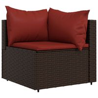 vidaXL Garten-Ecksofa mit Kissen Braun Poly Rattan