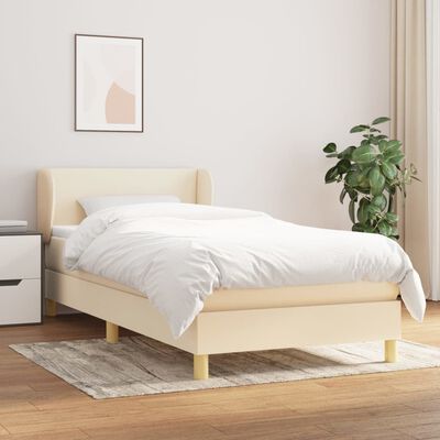 vidaXL Boxspringbett mit Matratze Creme 100x200 cm Stoff