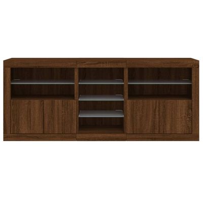 vidaXL Sideboard mit LED-Leuchten Braun Eichen-Optik 162x37x67 cm