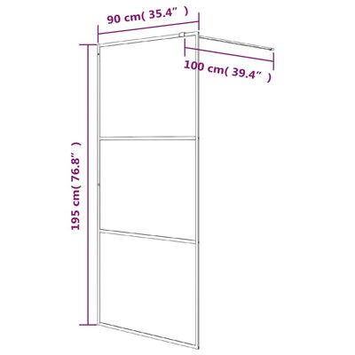 vidaXL Duschwand für Begehbare Dusche Schwarz 90x195 cm ESG-Glas Klar