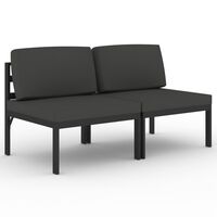 vidaXL Gartensofa 2-Sitzer mit Kissen Aluminium Anthrazit