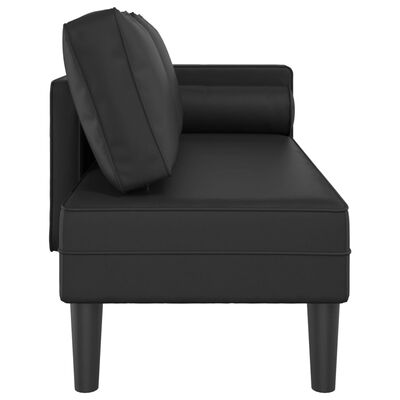 vidaXL Chaiselongue mit Kissen Schwarz Kunstleder