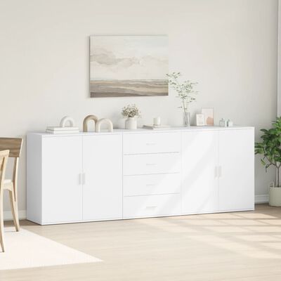 vidaXL Sideboards 3 Stk. Weiß Holzwerkstoff