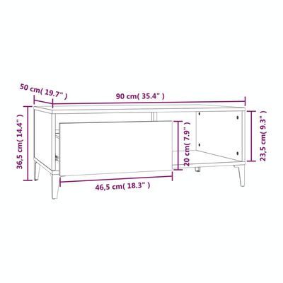 vidaXL Couchtisch Weiß 90x50x36,5 cm Holzwerkstoff