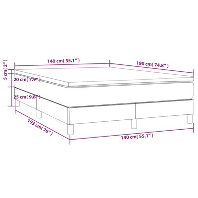 vidaXL Boxspringbett mit Matratze Creme 140x190 cm Stoff