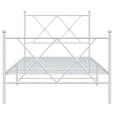 vidaXL Bettgestell mit Kopf- und Fußteil Metall Weiß 90x200 cm