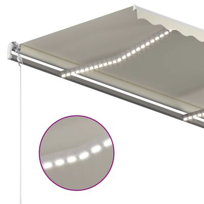 vidaXL Markise Manuell Einziehbar mit LED 4x3,5 m Creme