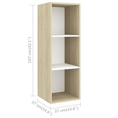 vidaXL TV-Wandschrank Sonoma-Eiche und Weiß 37x37x107 cm Holzwerkstoff