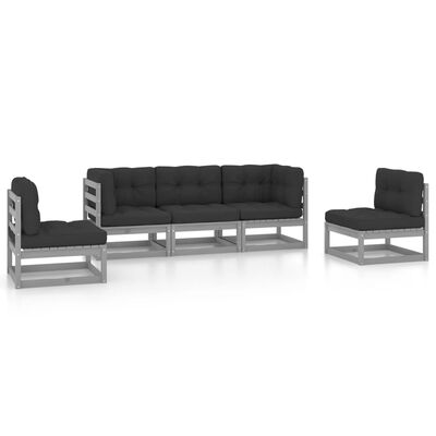 vidaXL 5-tlg. Garten-Lounge-Set mit Kissen Kiefer Massivholz