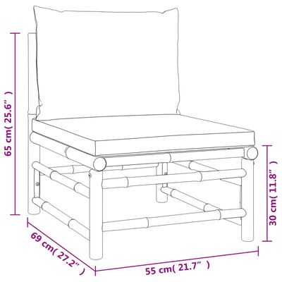 vidaXL 9-tlg. Garten-Lounge-Set mit Kissen Hellgrau Bambus