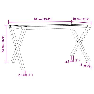 vidaXL Couchtisch-Gestell in X-Form 90x30x43 cm Gusseisen