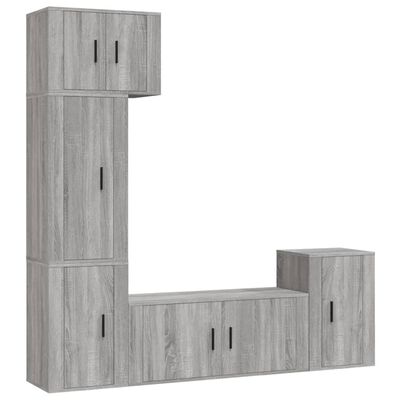 vidaXL 5-tlg. TV-Schrank-Set Grau Sonoma Holzwerkstoff