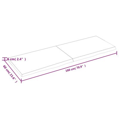 vidaXL Tischplatte 180x60x(2-6) cm Massivholz Eiche Unbehandelt