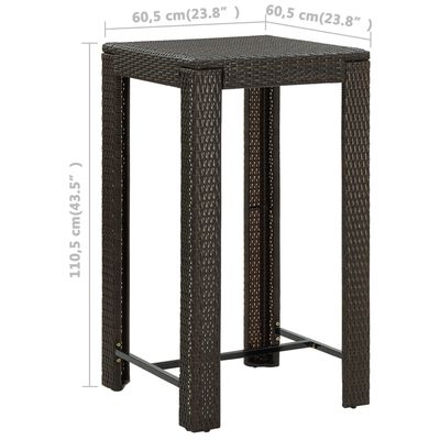 vidaXL 5-tlg. Gartenbar-Set mit Kissen Poly Rattan Braun