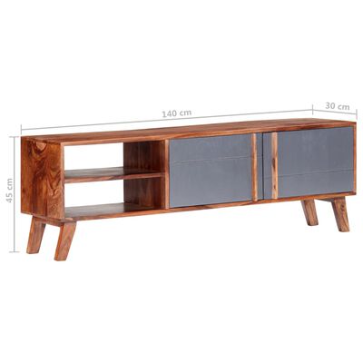 vidaXL TV-Schrank Grau 140x30x45 cm Massivholz