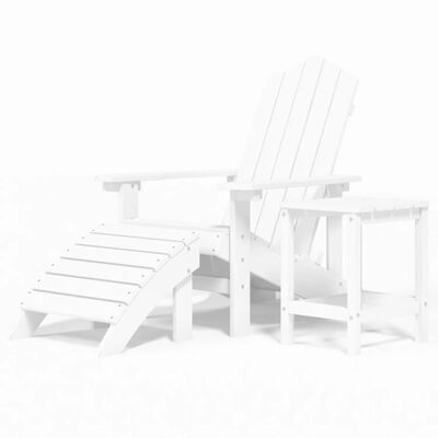 vidaXL Adirondack-Gartenstuhl mit Hocker & Tisch HDPE Weiß