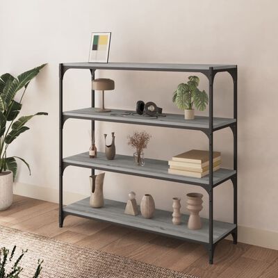 vidaXL Bücherregal Grau Sonoma 100x33x100 cm Holzwerkstoff und Stahl