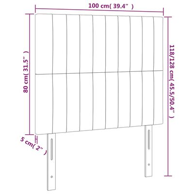 vidaXL LED Kopfteil Rosa 100x5x118/128 cm Samt