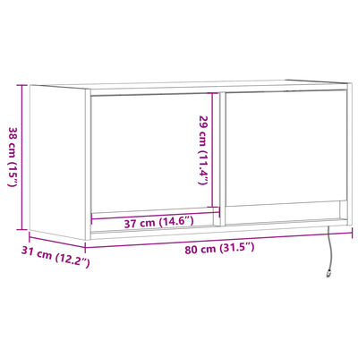 vidaXL TV-Wandschrank mit LED-Leuchten Braun Eichen-Optik 80x31x38 cm