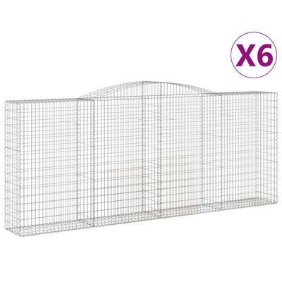 vidaXL Gabionen mit Hochbogen 6 Stk. 400x50x160/180cm Verzinktes Eisen