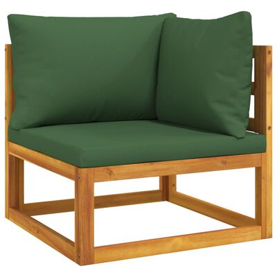 vidaXL 7-tlg. Garten-Lounge-Set mit Grünen Kissen Massivholz