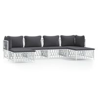 vidaXL 6-tlg. Garten-Lounge-Set mit Kissen Weiß Stahl