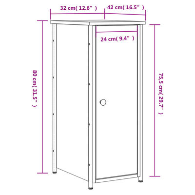 vidaXL Nachttisch Schwarz 32x42x80 cm Holzwerkstoff