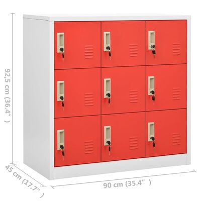 vidaXL Schließfachschrank Hellgrau und Rot 90x45x92,5 cm Stahl