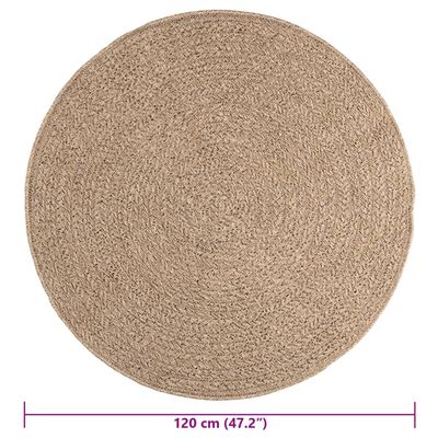 vidaXL Teppich 120 cm Jute-Optik Innen und Außen