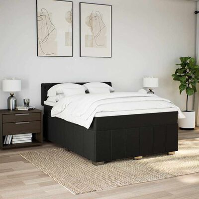 vidaXL Boxspringbett mit Matratze Schwarz 140x200 cm Stoff