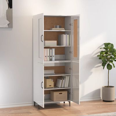 vidaXL Highboard Hochglanz-Weiß 70x34x180 cm Holzwerkstoff