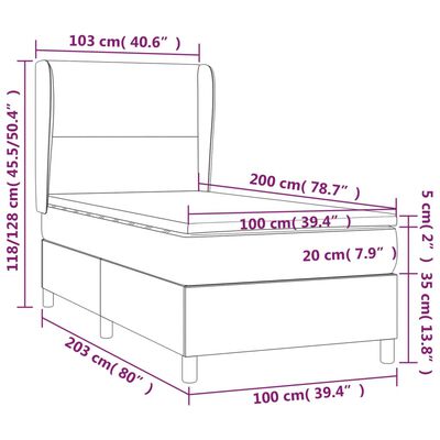 vidaXL Boxspringbett mit Matratze & LED Creme 100x200 cm Stoff