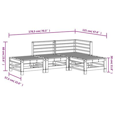 vidaXL 4-tlg. Garten-Lounge-Set Weiß Massivholz Kiefer