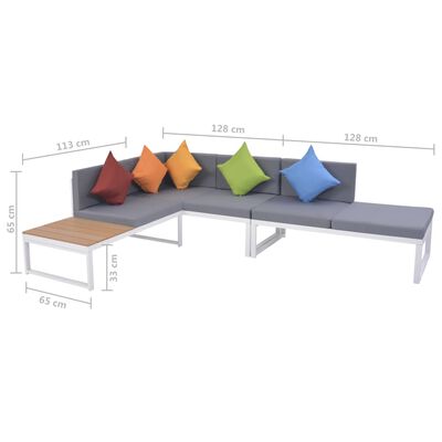 vidaXL 5-tlg. Garten-Lounge-Set mit Auflagen Aluminium und WPC