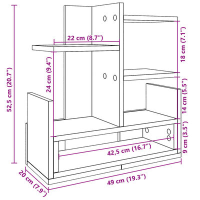 vidaXL Schreibtisch-Organizer Eichen-Optik 49x20x52,5 cm Holzwerkstoff