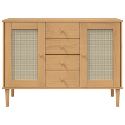 vidaXL Sideboard SENJA Rattan-Optik Braun 112x40x80 cm Kiefernholz