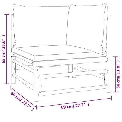 vidaXL 7-tlg. Garten-Lounge-Set mit Grünen Kissen Bambus