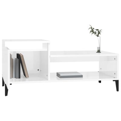 vidaXL Couchtisch Hochglanz-Weiß 100x50x45 cm Holzwerkstoff